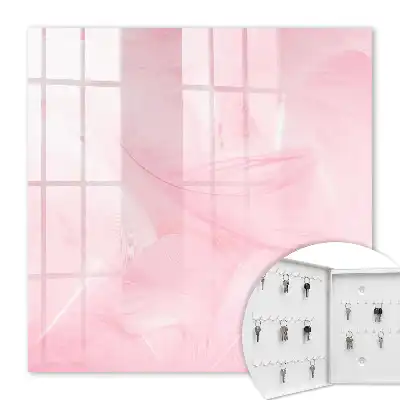 Schlüsselbox Rosa Federdekoration