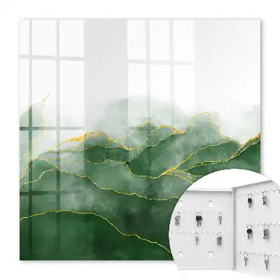 Wandbild mit grünen Hügeln im Aquarellstil