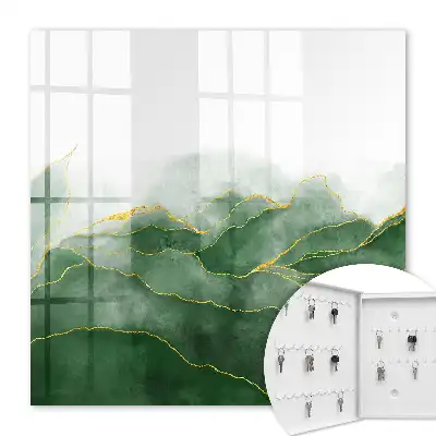 Wandbild mit grünen Hügeln im Aquarellstil