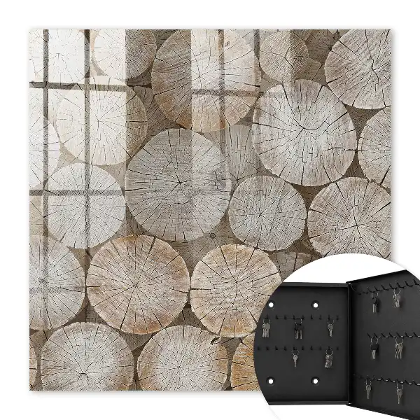 Wandbild mit harmonischem Muster aus Holzkreisen
