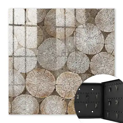 Wandbild mit harmonischem Muster aus Holzkreisen