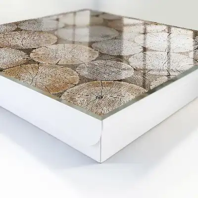 Wandbild mit harmonischem Muster aus Holzkreisen
