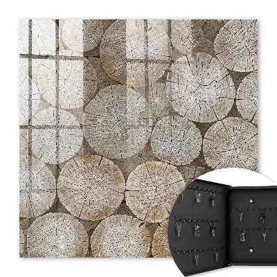 Wandbild mit harmonischem Muster aus Holzkreisen