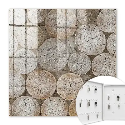 Wandbild mit harmonischem Muster aus Holzkreisen
