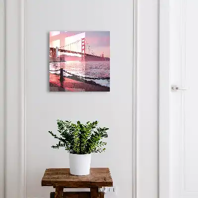 Die Stadtbrücke in rosa Farben