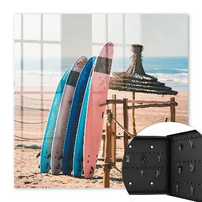 Wandbild mit Strand, Surfbrettern und blauem Himmel