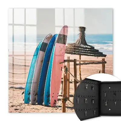Wandbild mit Strand, Surfbrettern und blauem Himmel