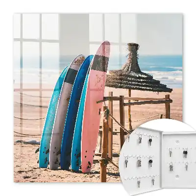 Wandbild mit Strand, Surfbrettern und blauem Himmel
