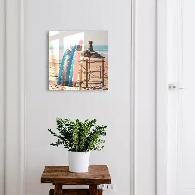 Wandbild mit Strand, Surfbrettern und blauem Himmel