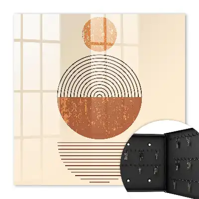 Wandbild mit Retro-Geometrie und beigem Hintergrund