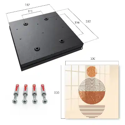 Wandbild mit Retro-Geometrie und beigem Hintergrund
