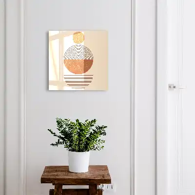 Wandbild mit Retro-Geometrie und beigem Hintergrund