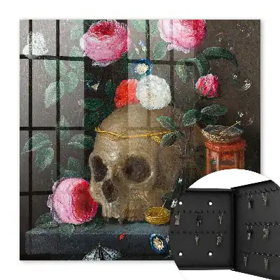 Ausgewogenes Ausdrucksverhältnis zwischen Schädel und Blumen
