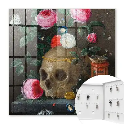 Ausgewogenes Ausdrucksverhältnis zwischen Schädel und Blumen