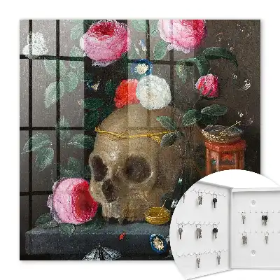 Ausgewogenes Ausdrucksverhältnis zwischen Schädel und Blumen