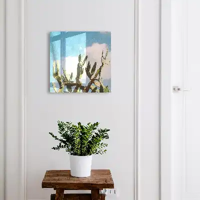 Grüner Kaktus vor blauem Himmel
