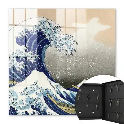 Große Welle mit Berg im Hintergrund