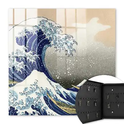 Große Welle mit Berg im Hintergrund
