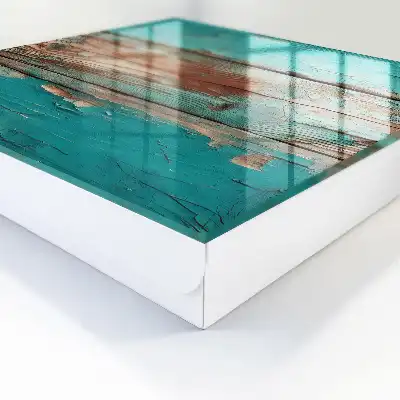 Türkisfarbenes Holz mit Spänen