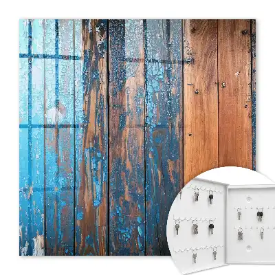 Holzstruktur mit blauer Farbe