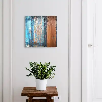 Holzstruktur mit blauer Farbe