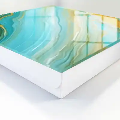 Wandbild mit farbenfrohen Wellen und gelben Akzenten