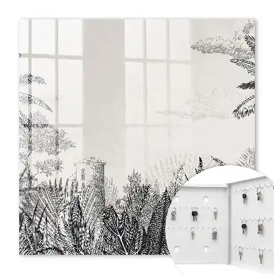 Tropische Landschaft mit einem Turm im Hintergrund