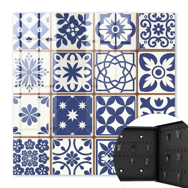 Retro-Mosaik in Blau- und Weißtönen