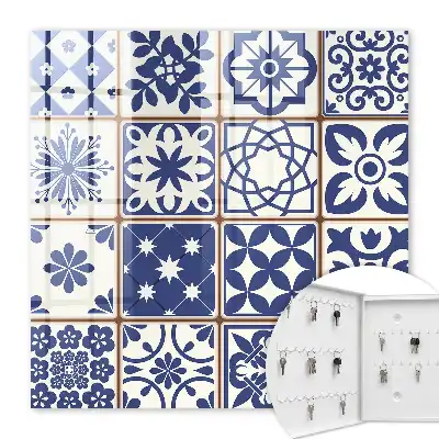 Retro-Mosaik in Blau- und Weißtönen