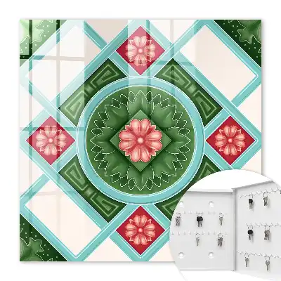 Florale Geometrie rot blau