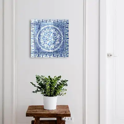 Blaues Mosaik mit Blumenmuster