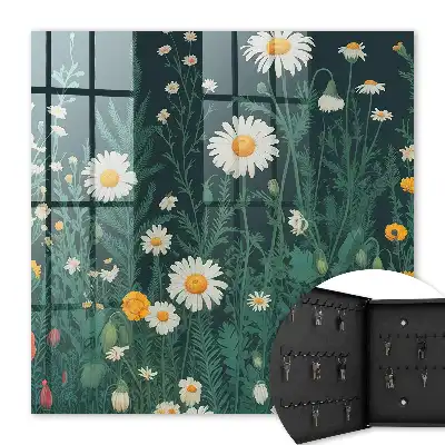 Blumenwiese vor marineblauem Hintergrund