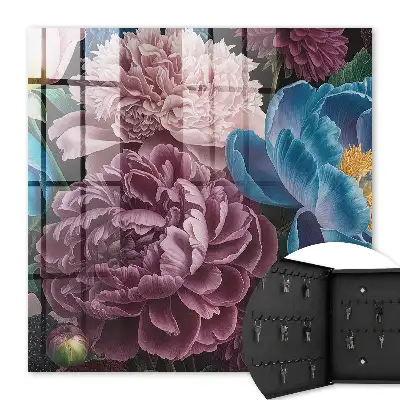 Bunte Blumen auf schwarzem Hintergrund