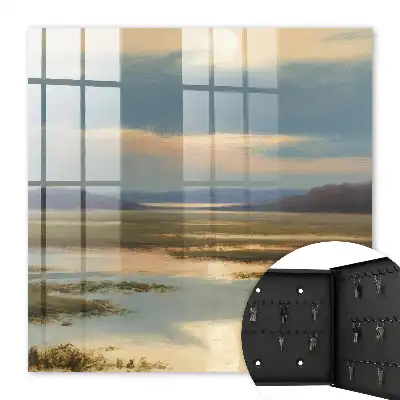 Eine friedliche Landschaft mit warmem Horizont