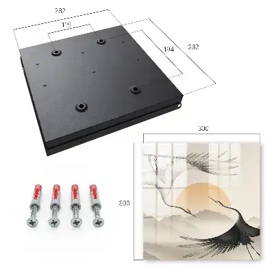 Wandbild Japanische Kraniche vor aufgehender Sonne