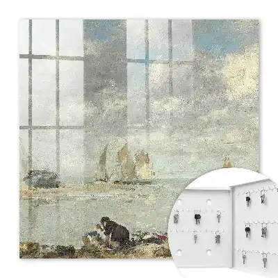 Segelboote mit Uferfiguren