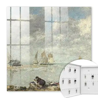 Segelboote mit Uferfiguren