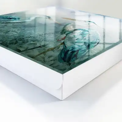 Aquarellreiher, umgeben von Grün