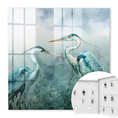 Aquarellreiher, umgeben von Grün