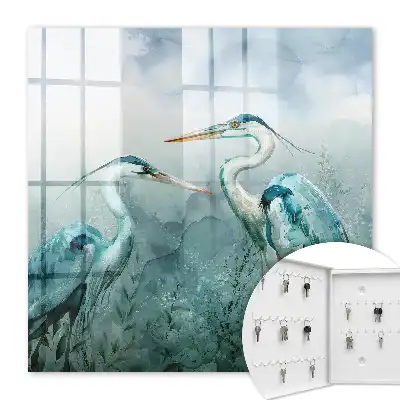 Aquarellreiher, umgeben von Grün