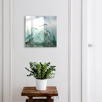 Aquarellreiher, umgeben von Grün