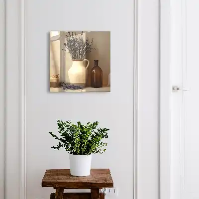 Lavendelfarbene Vase in Creme