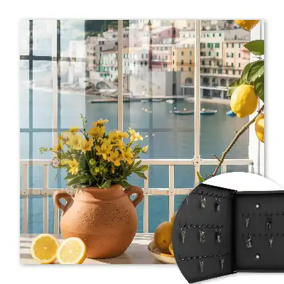 Sommerlandschaft mit Zitronen und Blumen