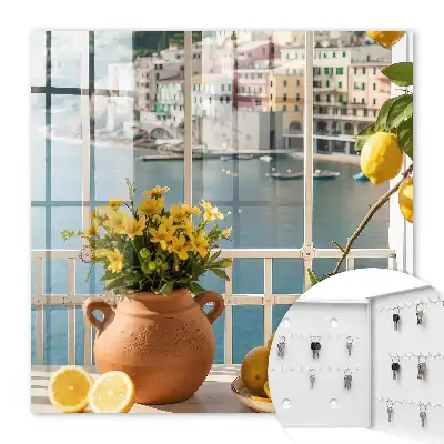 Sommerlandschaft mit Zitronen und Blumen