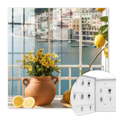 Sommerlandschaft mit Zitronen und Blumen