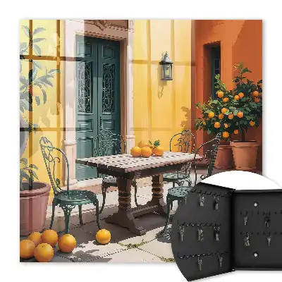 Sonniger Innenhof mit Orangenbäumen