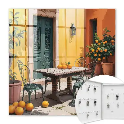 Sonniger Innenhof mit Orangenbäumen