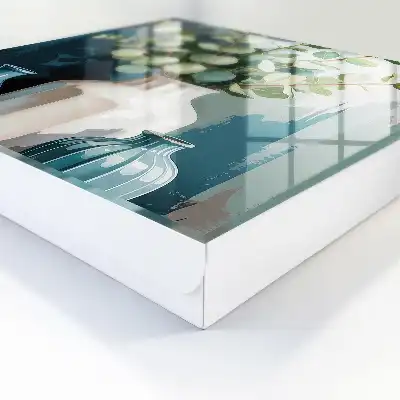 Vasen und Blätter mit grünen Blättern