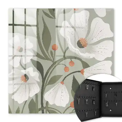 Beige Blumen auf grünem Hintergrund