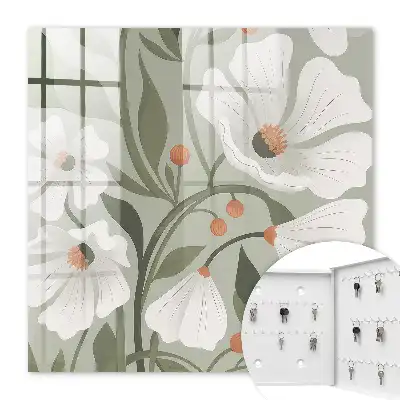 Beige Blumen auf grünem Hintergrund